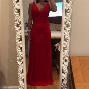 Red mermaid gown with illusion back